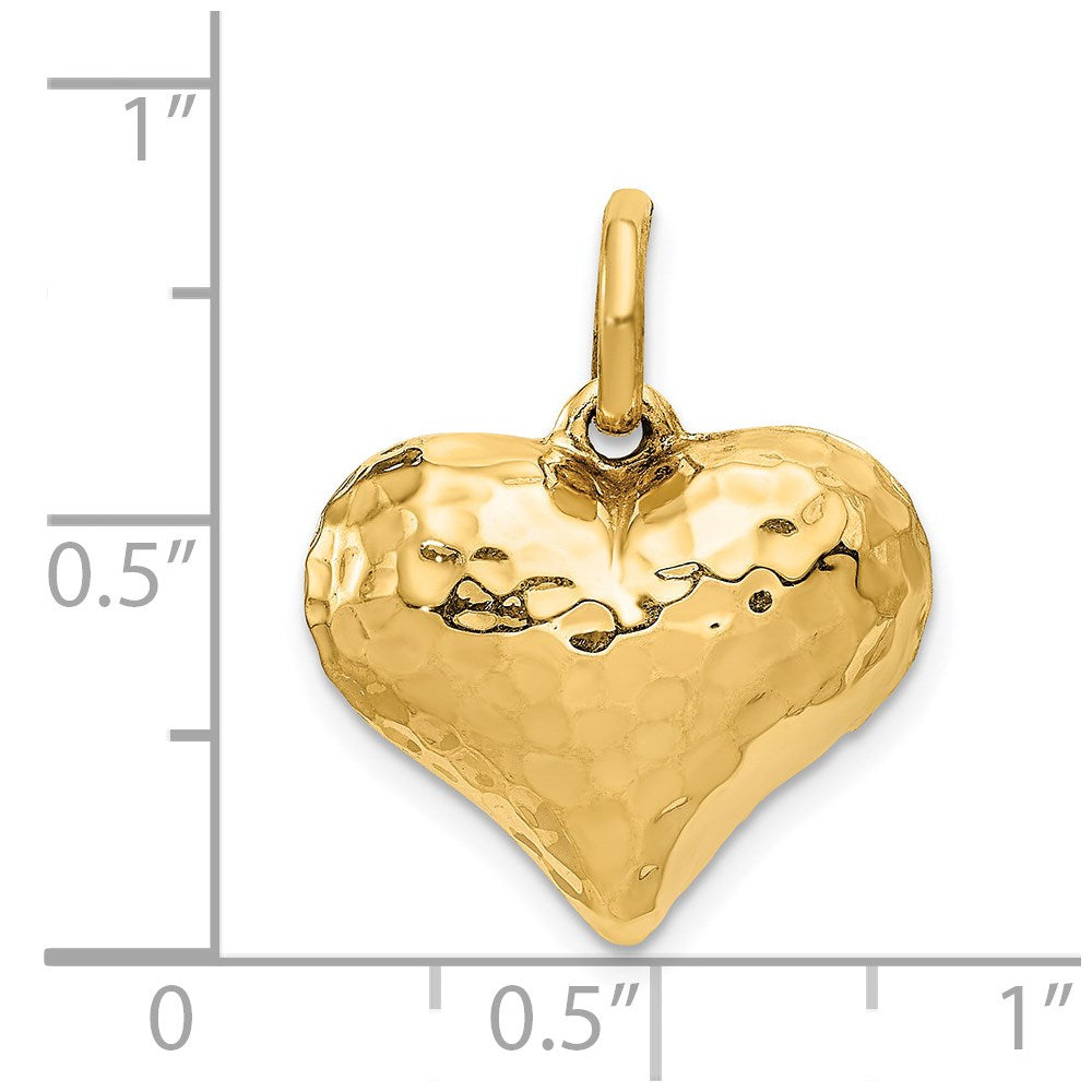 Gold Polished and Hammered 3D Heart Pendant