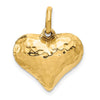 Gold Polished and Hammered 3D Heart Pendant