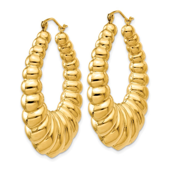 Gold twisted Oval Hoop Earrings