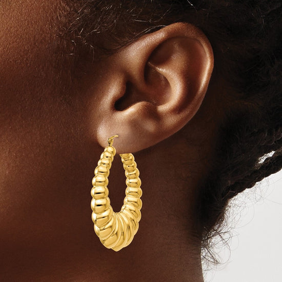 Gold twisted Oval Hoop Earrings