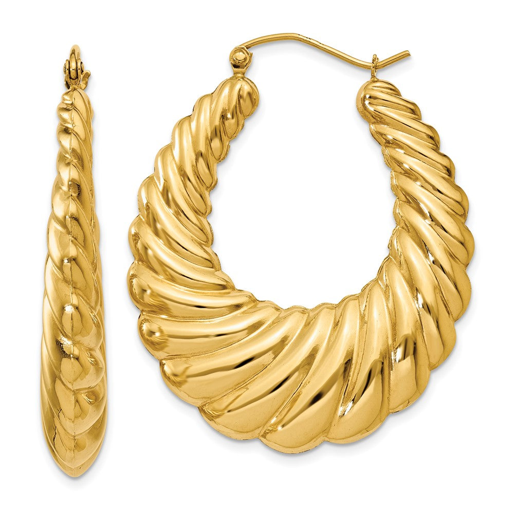 Gold Twisted Oval Hoop Earrings