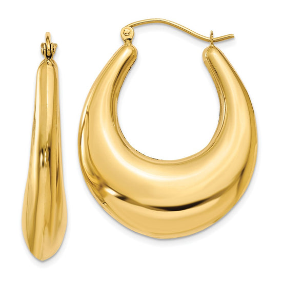Gold Polished Oval Hoop Earrings