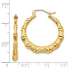 14k Polished Bamboo Hoop Earrings