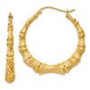 14k Polished Bamboo Hoop Earrings