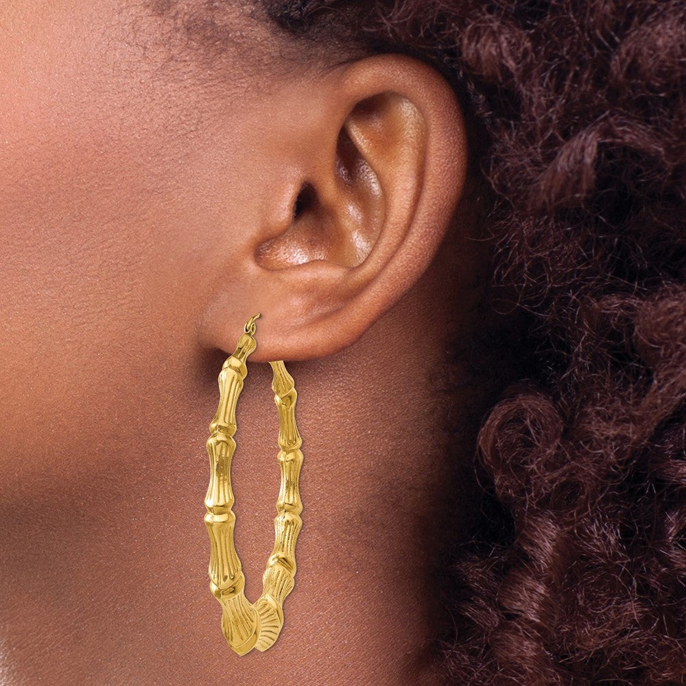 Gold Bamboo Hoop Earrings