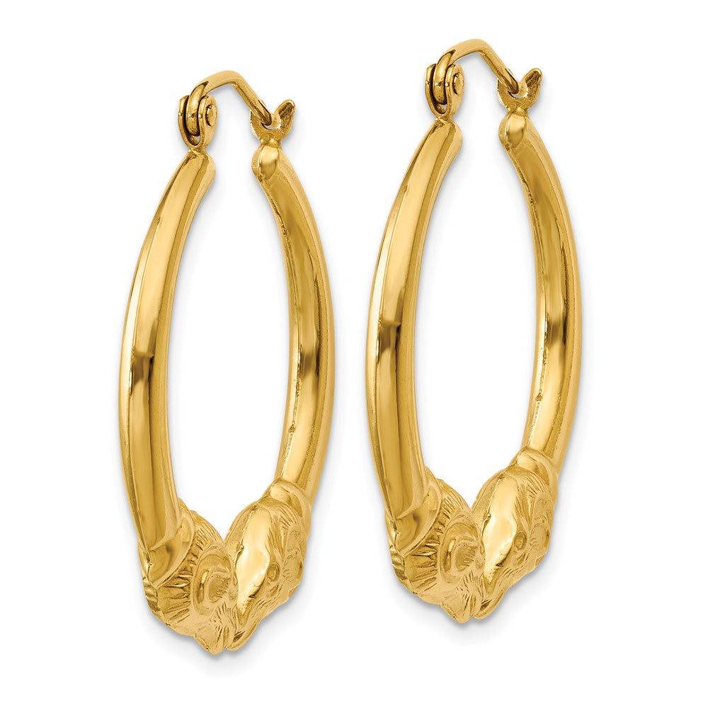 Gold Rams Head Hoop Earrings