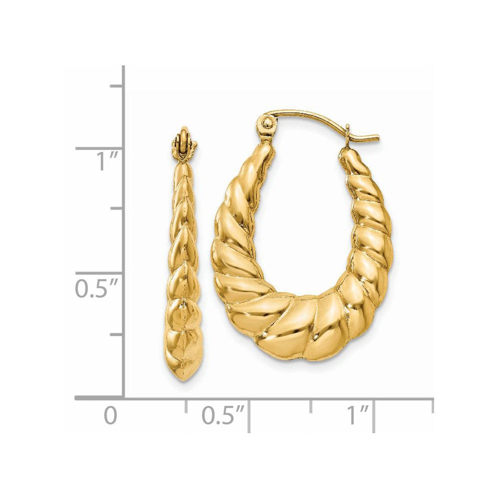 Gold Twisted Oval Hoop Earrings