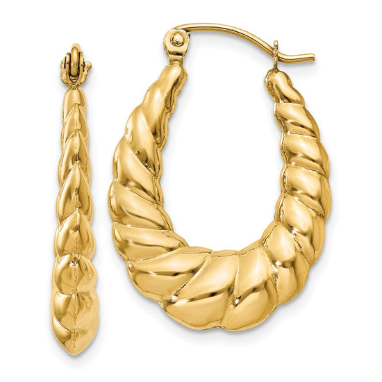 Gold Twisted Oval Hoop Earrings