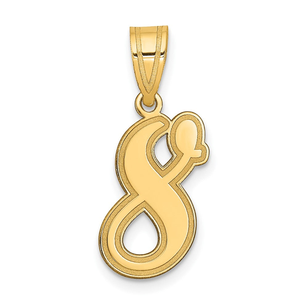 14k Brushed Border Script Number Pendants