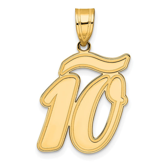 14k Brushed Border Script Number Pendants