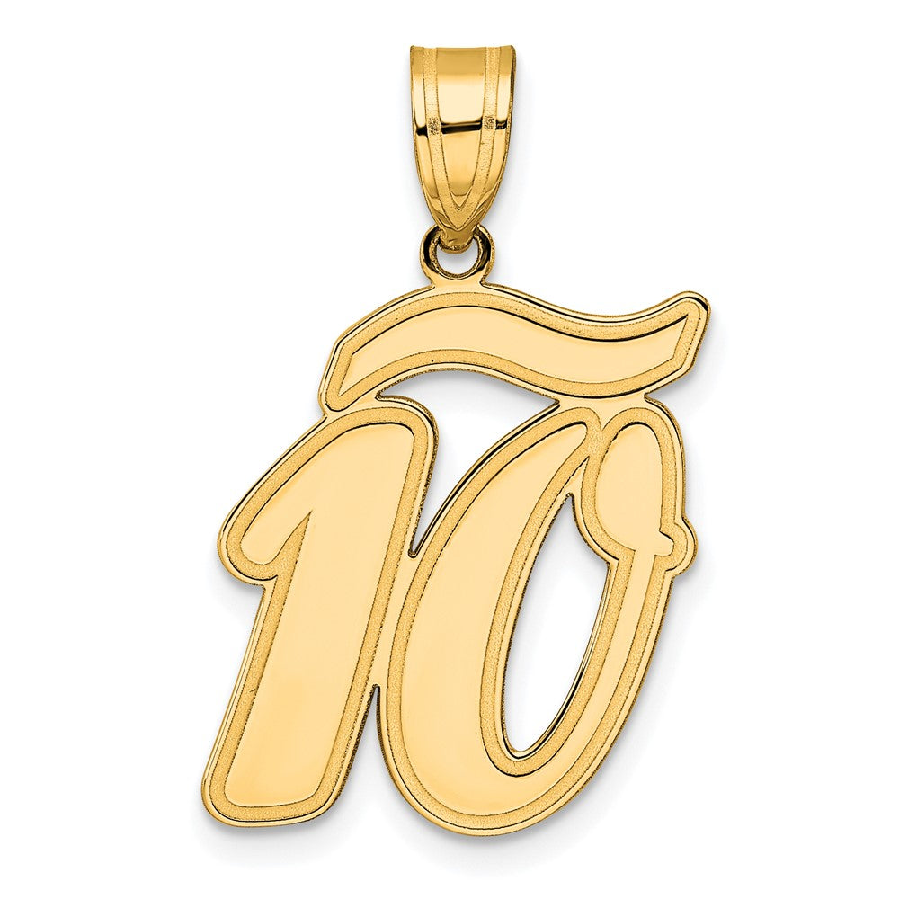 14k Brushed Border Script Number Pendants