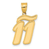 14k Brushed Border Script Number Pendants
