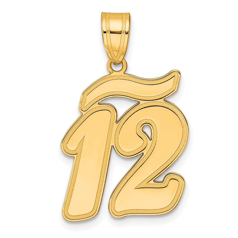 14k Brushed Border Script Number Pendants