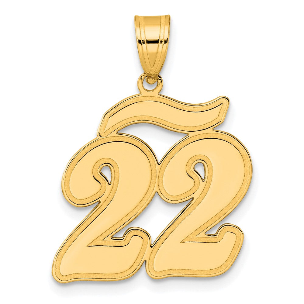 14k Brushed Border Script Number Pendants