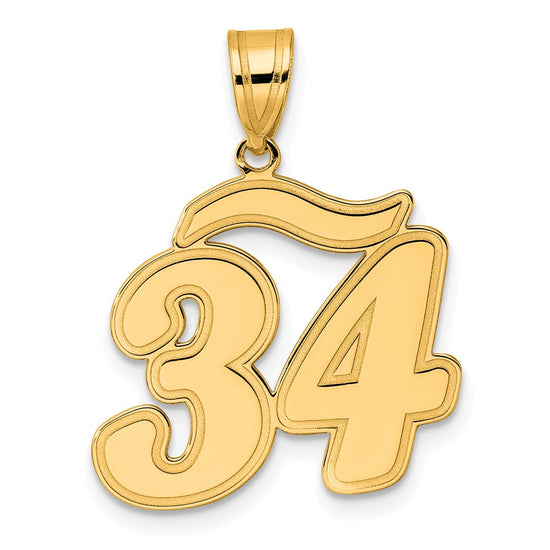 14k Brushed Border Script Number Pendants