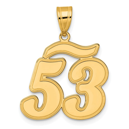 14k Brushed Border Script Number Pendants