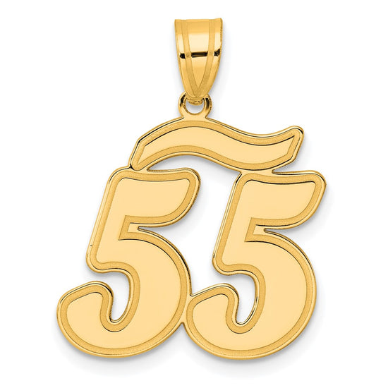 14k Brushed Border Script Number Pendants