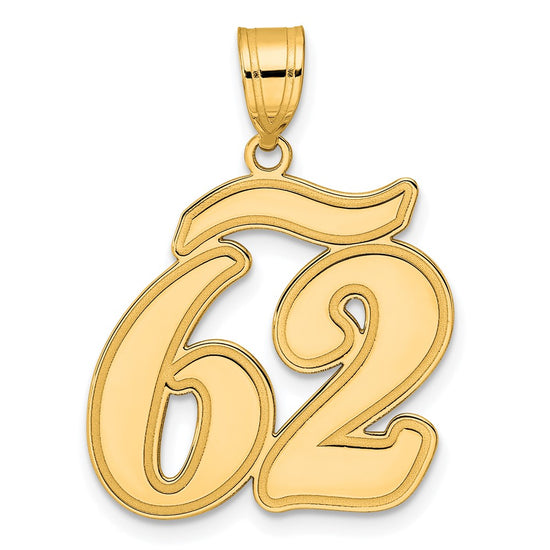 14k Brushed Border Script Number Pendants