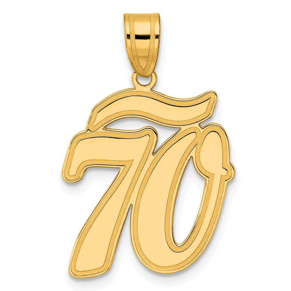 14k Brushed Border Script Number Pendants