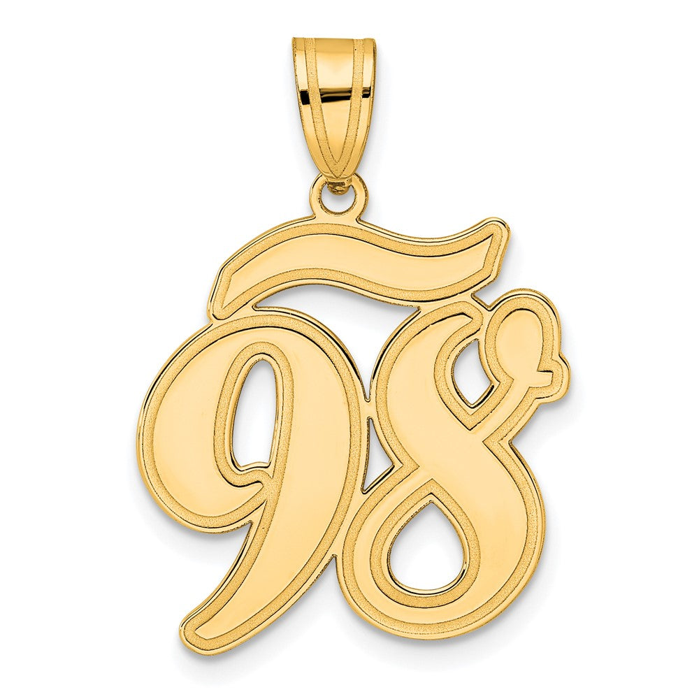 14k Brushed Border Script Number Pendants