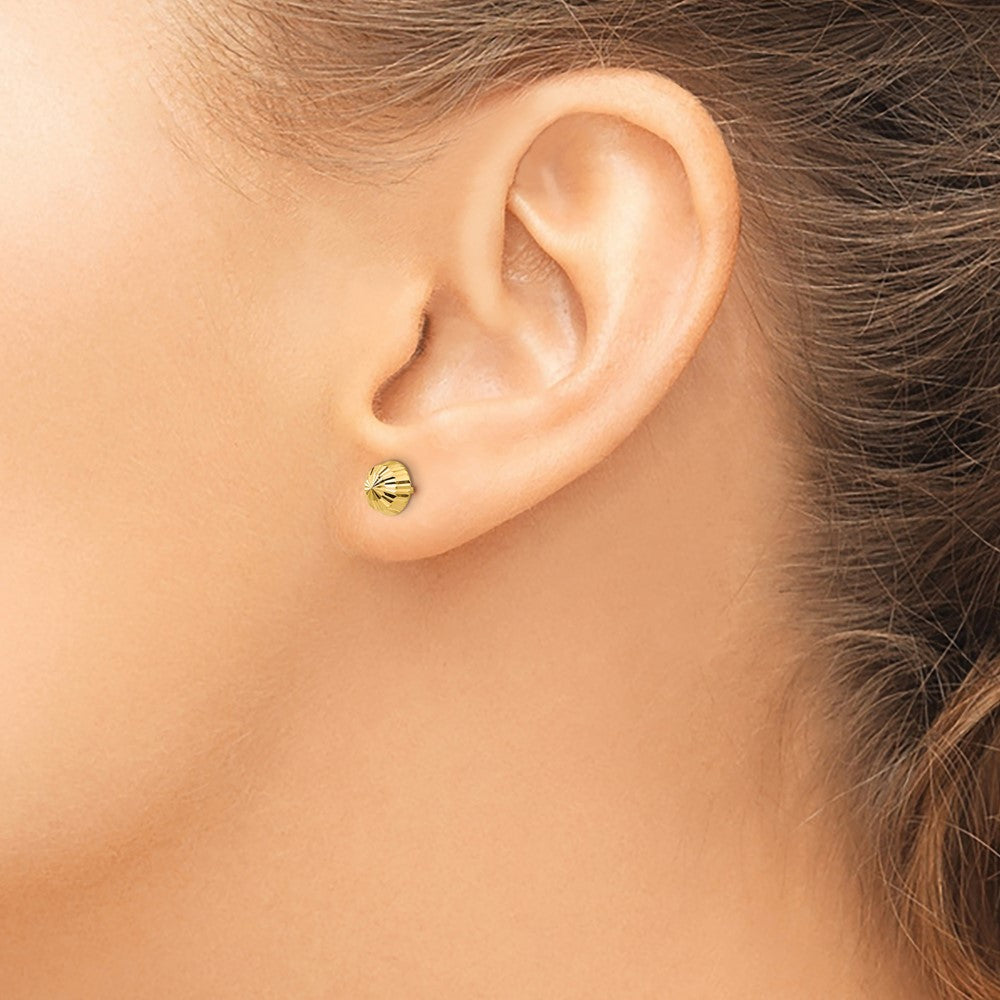 14k Madi K Polished and Diamond-cut Swirl 5mm Button Post Earrings