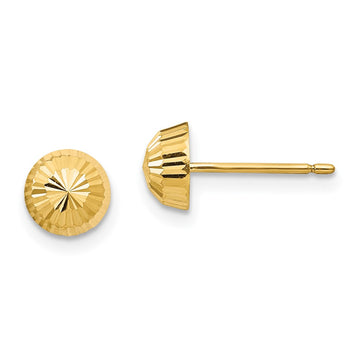 14k Madi K Polished and Diamond-cut Swirl 5mm Button Post Earrings