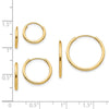 14k Madi K Polished 1mm x 10/13/17mm Endless Hoop 3 Pair Earring Set