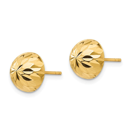 14k Madi K Polished Diamond-Cut 9mm Button Post Earrings