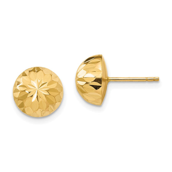 14k Madi K Polished Diamond-Cut 9mm Button Post Earrings
