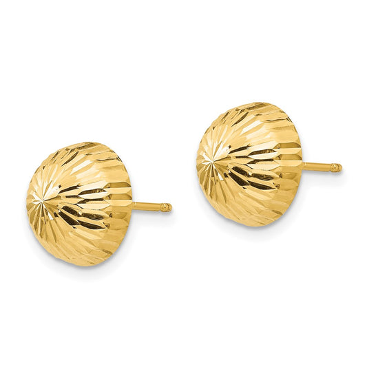 14k Madi K Polished Diamond-Cut 10mm Button Post Earrings