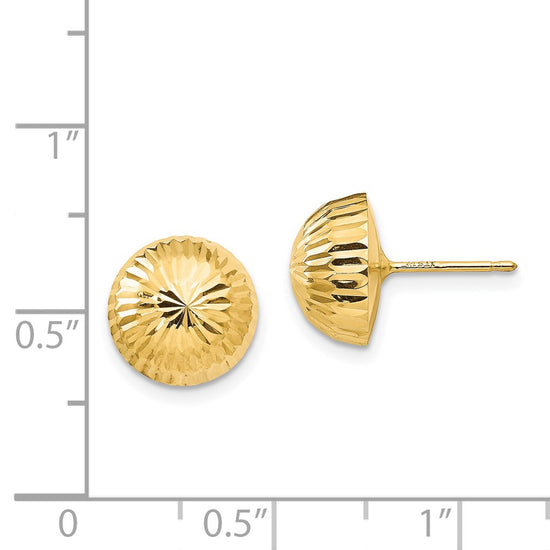 14k Madi K Polished Diamond-Cut 10mm Button Post Earrings