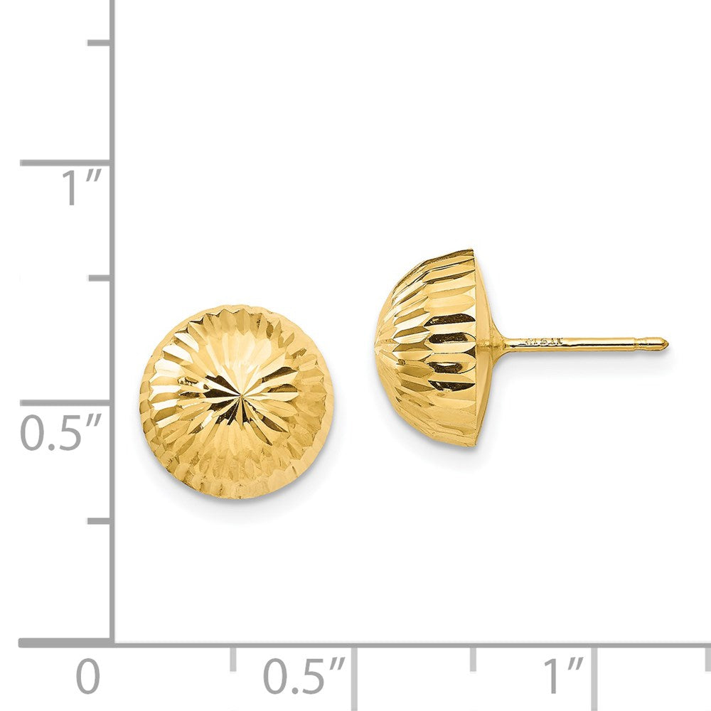14k Madi K Polished Diamond-Cut 10mm Button Post Earrings