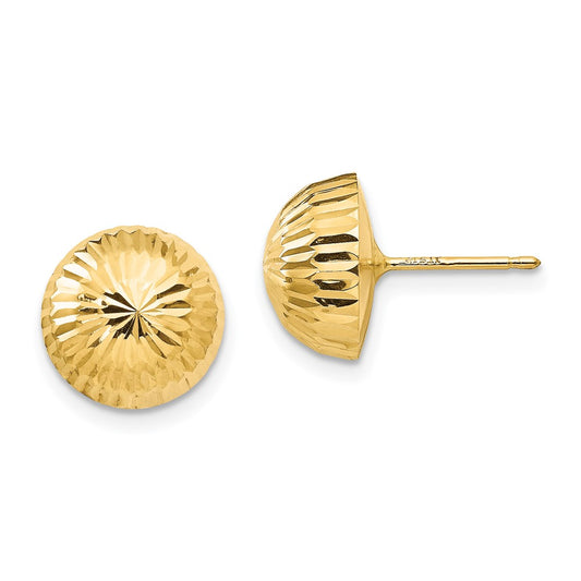 14k Madi K Polished Diamond-Cut 10mm Button Post Earrings