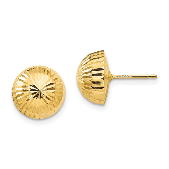 14k Madi K Polished Diamond-Cut 10mm Button Post Earrings