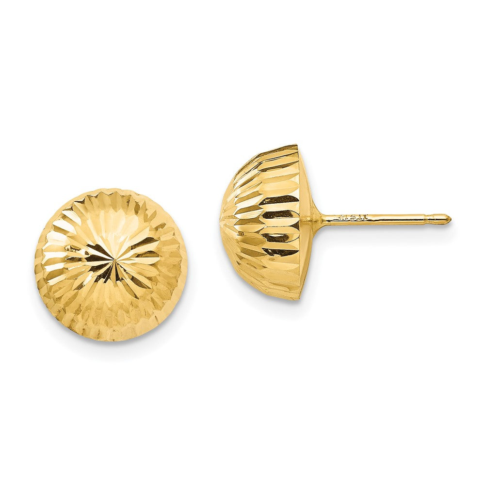 14k Madi K Polished Diamond-Cut 10mm Button Post Earrings