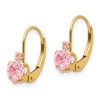 Gold Childrens CZ Heart Leverback Earrings