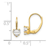 Gold Childrens CZ Heart Leverback Earrings