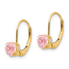 Gold Childrens CZ Heart Leverback Earrings