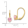 Gold Childrens CZ Heart Leverback Earrings