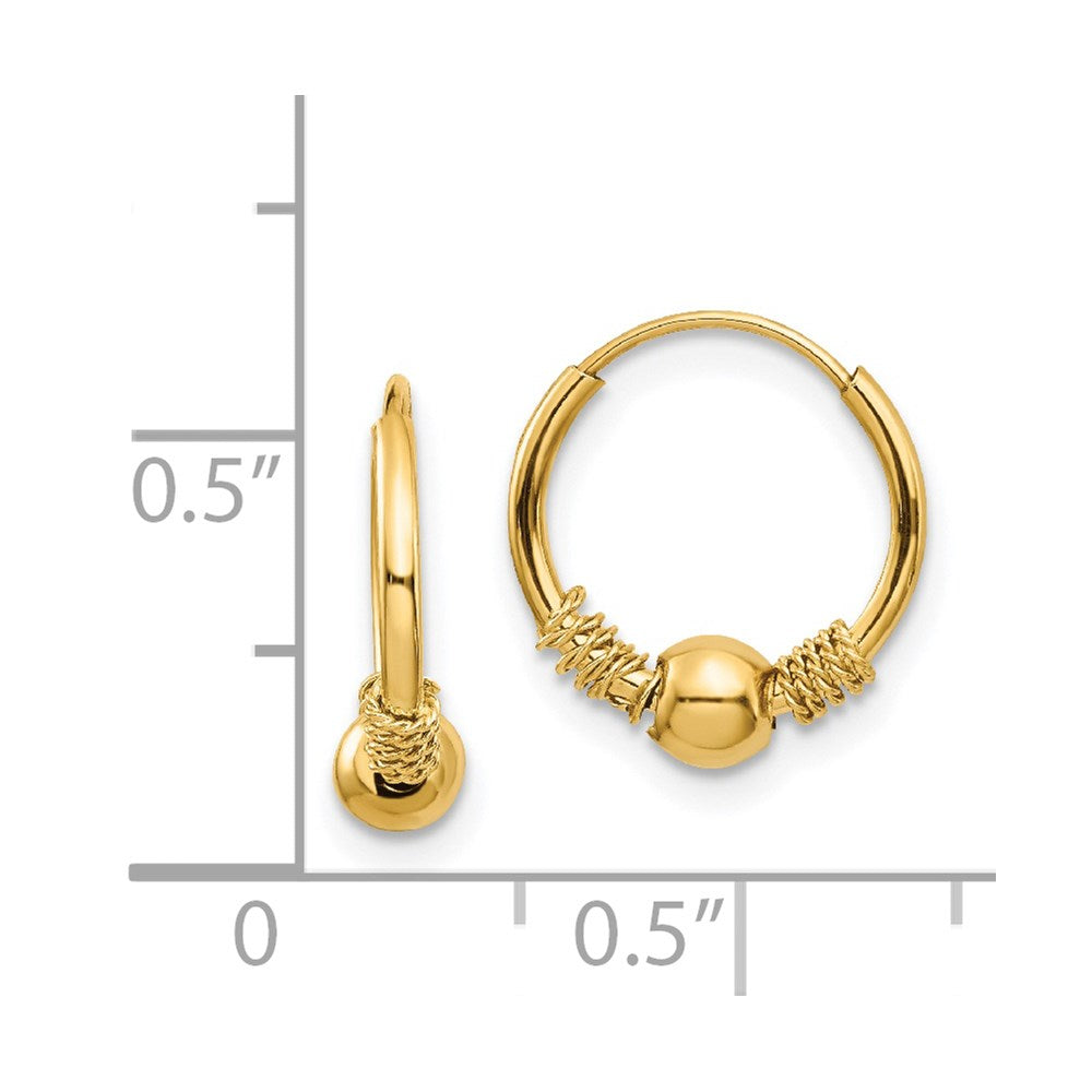 14k Madi K 10mm Endless Hoop with 4mm Bead Earrings