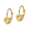 Gold Childrens Heart Leverback Earrings