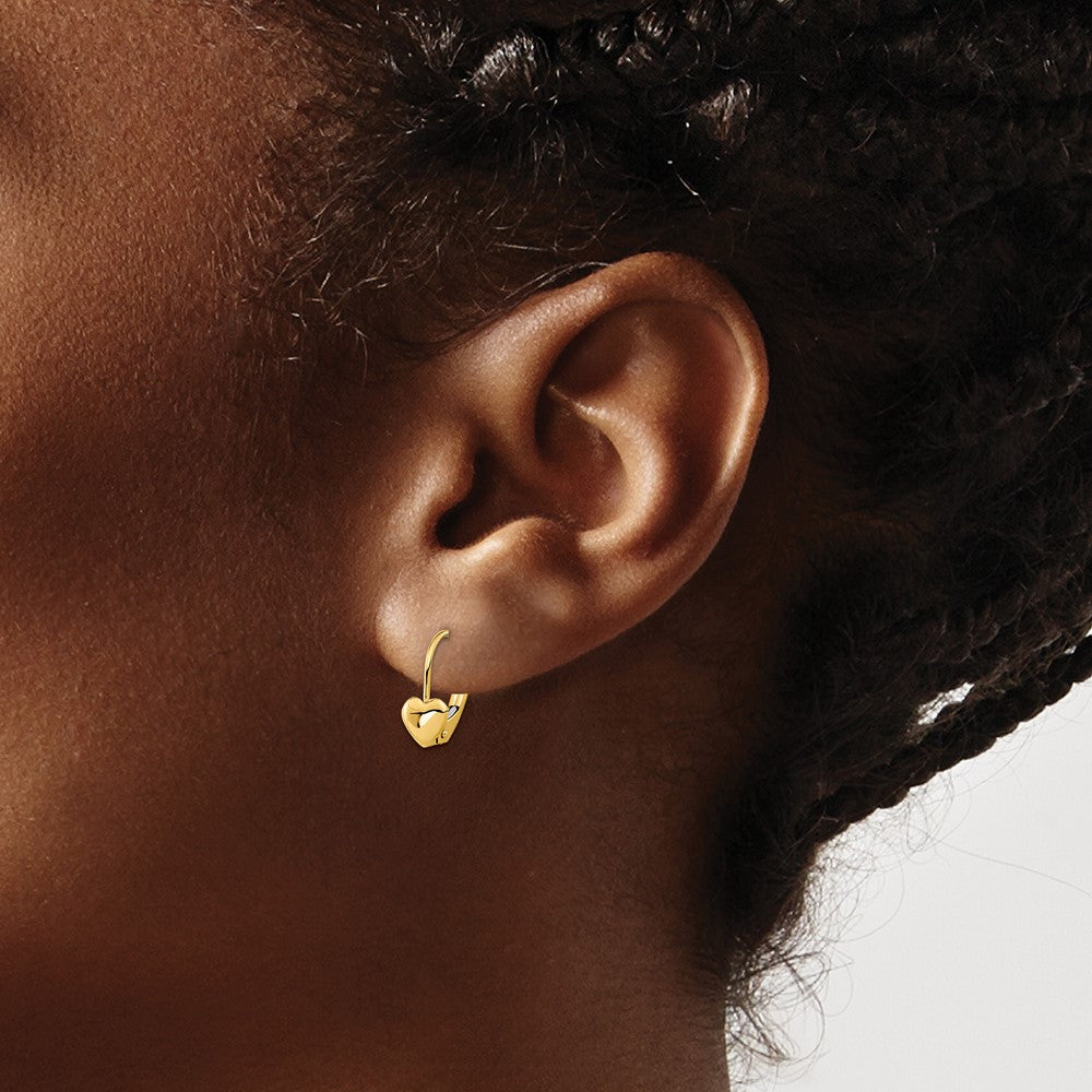 14k Madi K 5.00mm Heart Childrens Leverback Earrings
