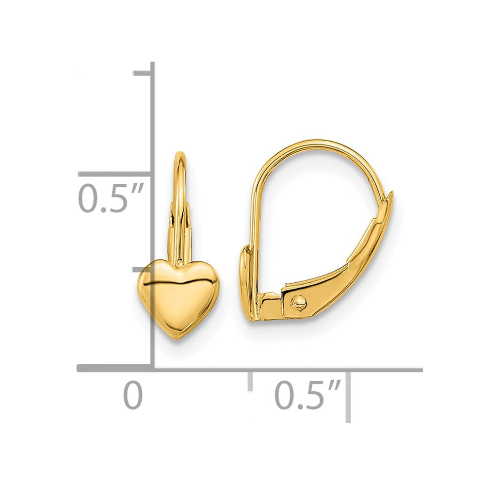 Gold Childrens Heart Leverback Earrings