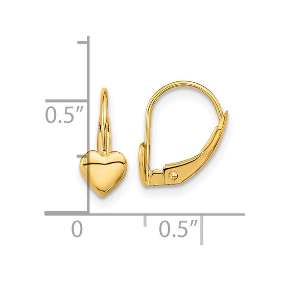 14k Madi K 5.00mm Heart Childrens Leverback Earrings