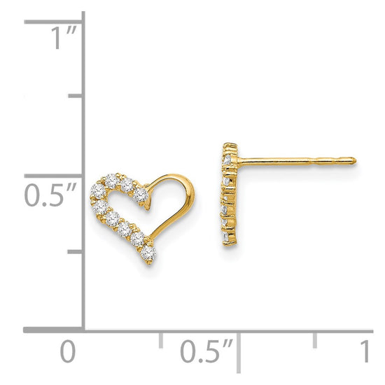 14k Madi K CZ Heart Childrens Post Earrings