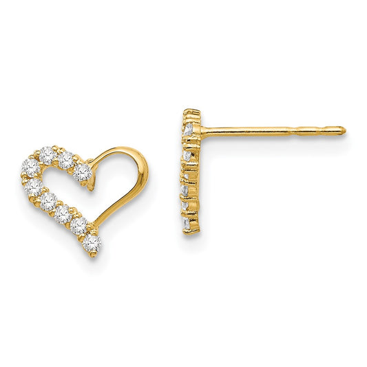14k Madi K CZ Heart Childrens Post Earrings