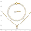 14k Madi K White FWC Pearl 15 Necklace, Earrings & 5.5 Bracelet 3pc Set