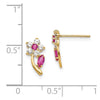 14k Madi K Clear and Red CZ Flower Childrens Post Earrings
