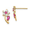 14k Madi K Clear and Red CZ Flower Childrens Post Earrings