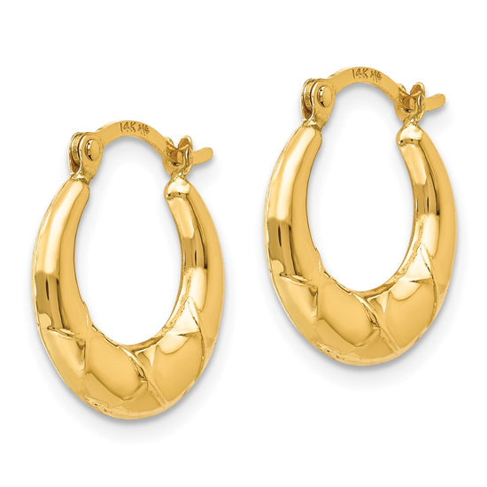 14k Madi K 3x14mm Hollow X Hoop Earrings